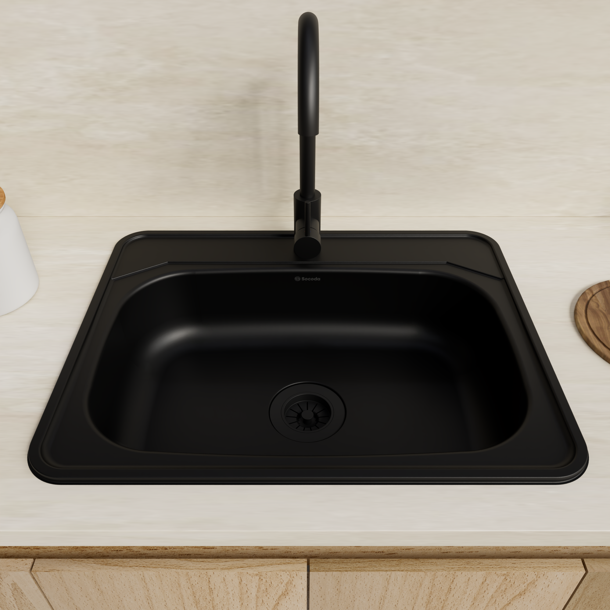 Lavaplatos Vital Basic 62X48 Empotrar Monocontrol Negro