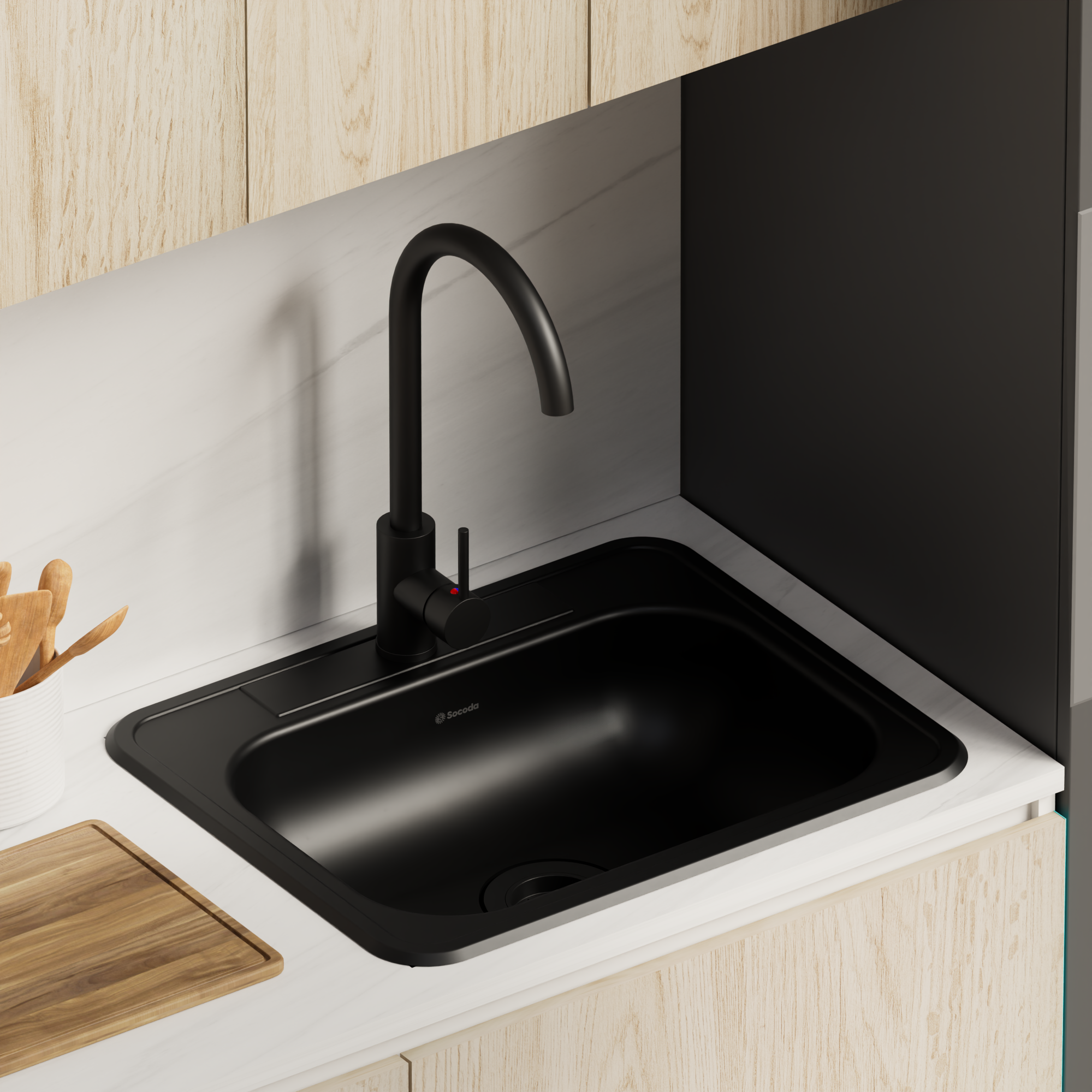 Lavaplatos Vital 53X43 Empotrar Monocontrol Negro