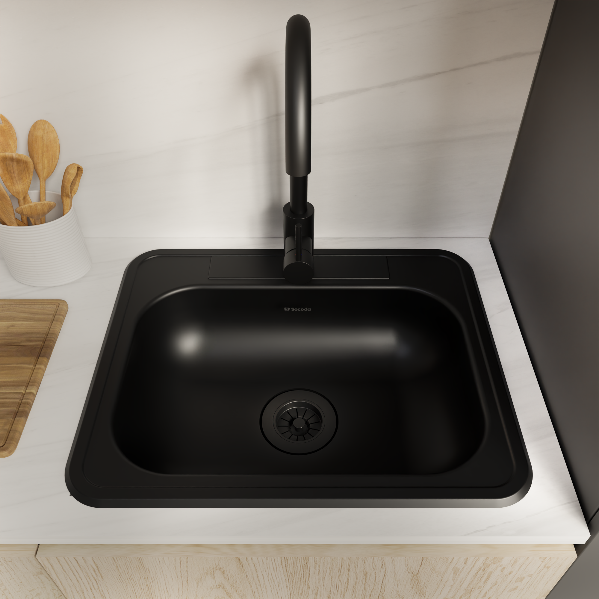 Lavaplatos Vital 53X43 Empotrar Monocontrol Negro