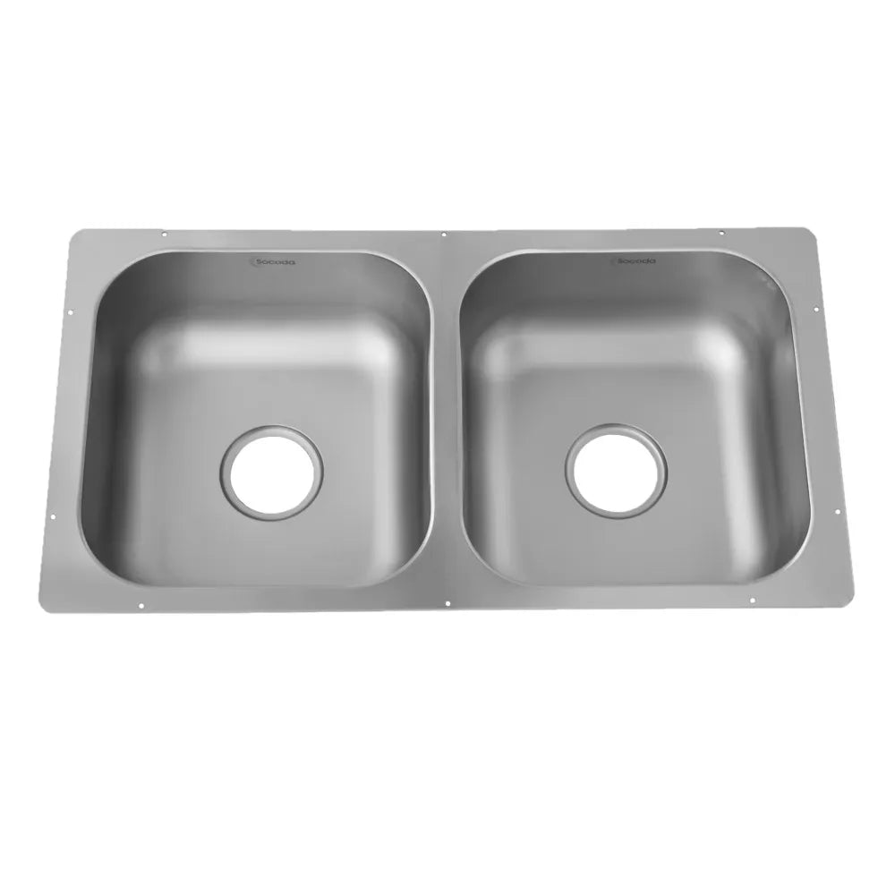 Combo Lavaplatos Doble Tanque 80x43cm + Canastilla