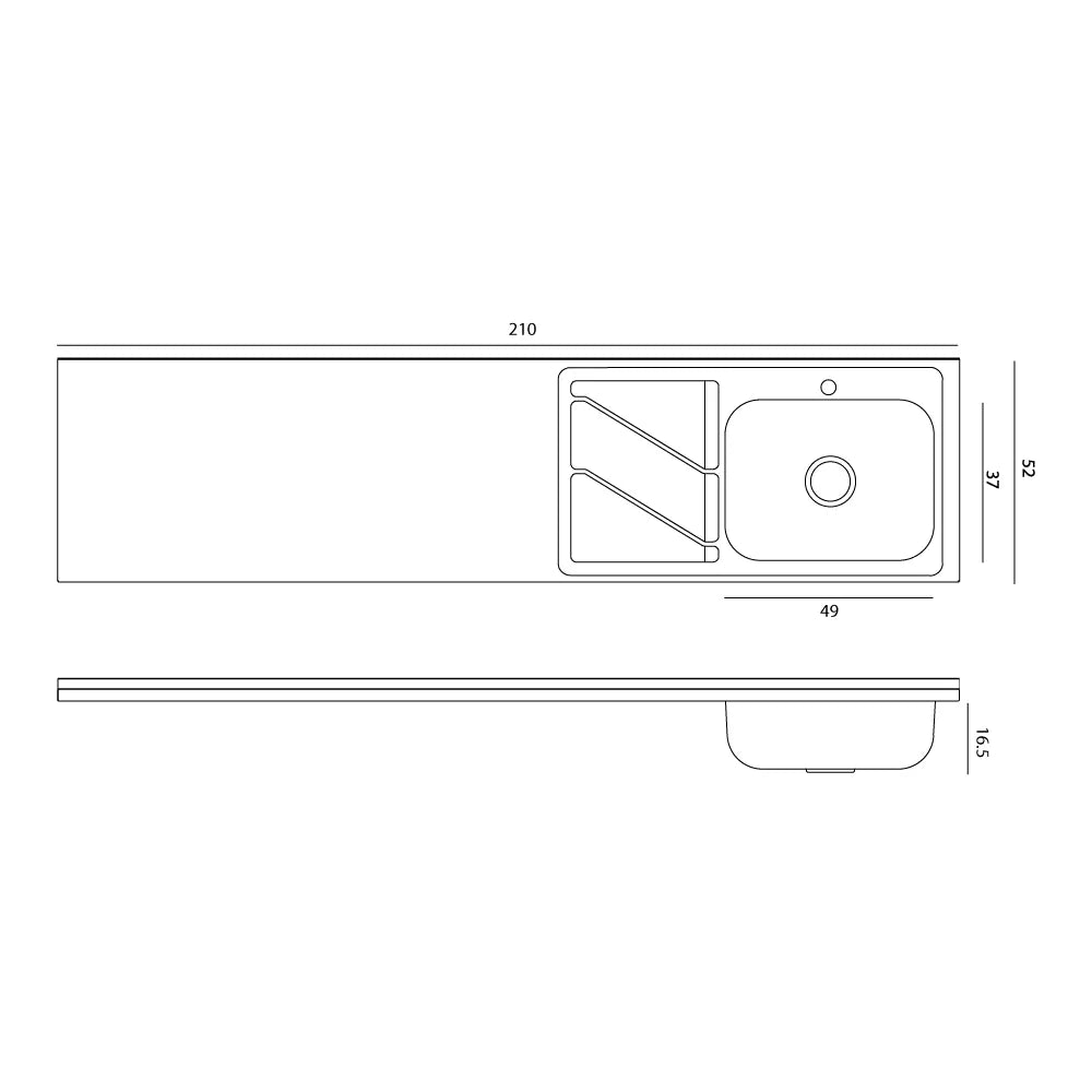 Mesón 2.10m x 52cm Liso