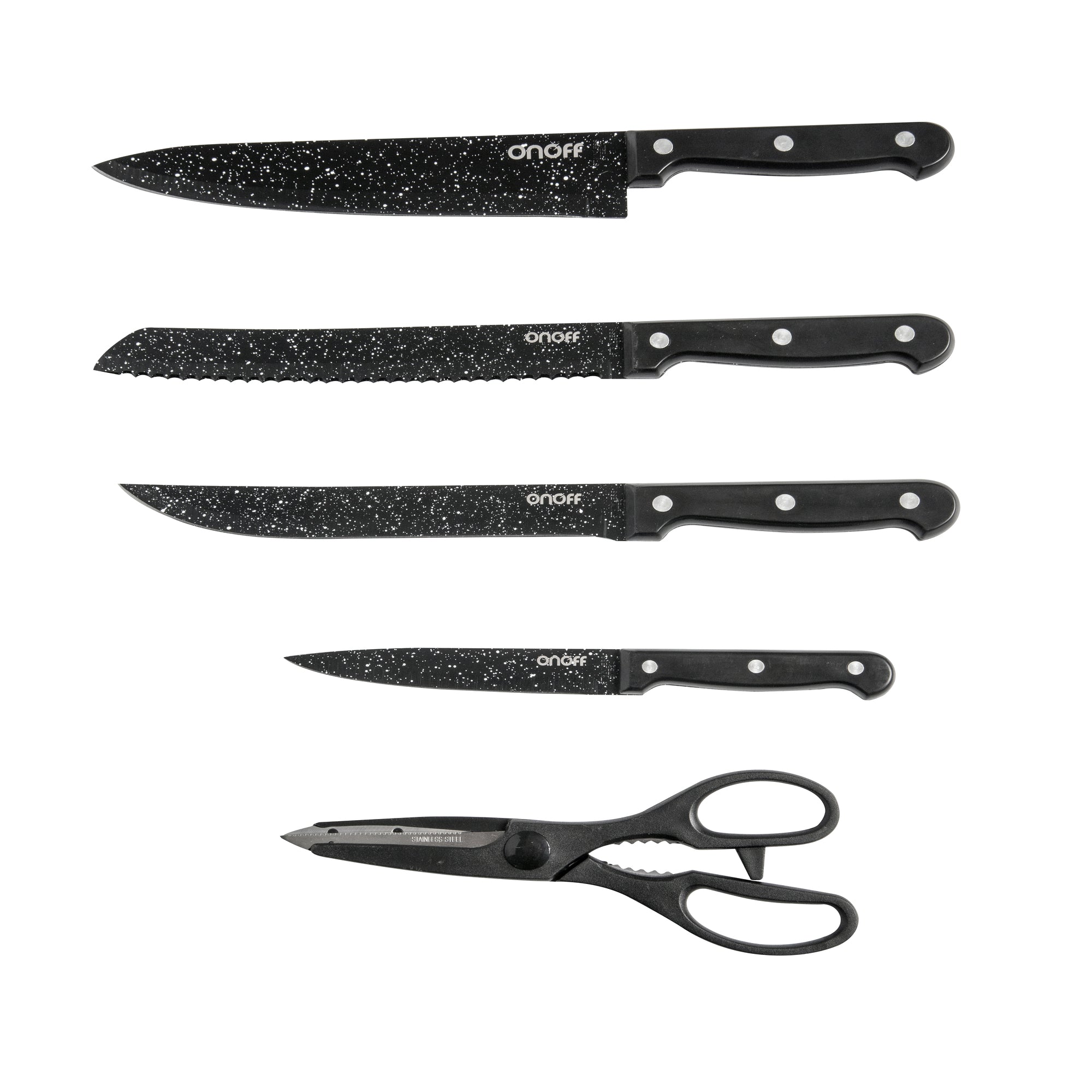 Set X 4 Cuchillos + Tijeras Con Base